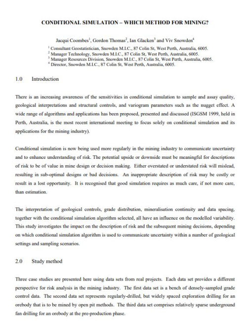Conditional Simulation Which Method For Mining 