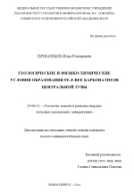 Геологические и физико-химические условия образования FE-F-REE карбонатитов Центральной Тувы