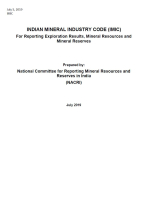 Indian mineral industry code (IMIC). For reporting exploration results, mineral resources and mineral reserves / Кодекс горнодобывающей промышленности Индии (IMIC)