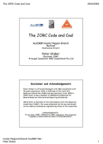 The JORC Code and coal. AusIMM Hunter Region Branch / JORC и каменный уголь