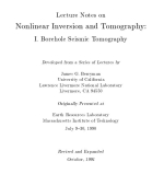 Lecture notes on nonlinear inversion and tomography: 1. Borehole seismic tomography / Конспекты лекций по нелинейной инверсии и томографии: 1. Скважинная сейсмическая томография