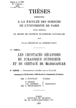 Les crustaces decapodes du jurassique superieur et du cretace de Madagascar / Десятиногие ракообразные верхней юры и мелового периода Мадагаскара