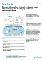 One Earth. The rise of brownfield mining is reshaping global mineral supply and intensifying social and environmental risk / Рост добычи полезных ископаемых меняет глобальное предложение полезных ископаемых и усиливает социальные и экологические риски