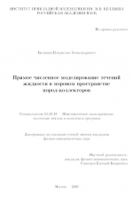 Прямое численное моделирование течений жидкости в поровом пространстве пород-коллекторов
