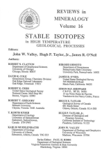 Stable isotopes in high temperature geological processes / Стабильные изотопы в высокотемпературных геологических процессах
