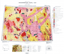 P-42,43 (Ханты-Мансийск). Геологическая карта СССР (новая серия). Схематическая геологическая карта доюрских образований