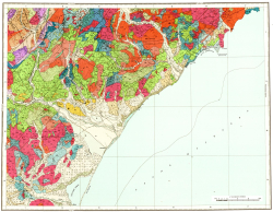 P-56-XXXV,XXXVI. Геологическая карта СССР. Геологическая карта и карта полезных ископаемых дочетвертичных образований. Магаданская серия